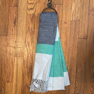 NWT! Banana Republic Striped Scarf, in Gray/Green/Blue